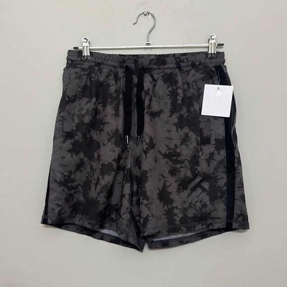 NWT Barry's Fit Mens Black Gray Phantom Tie‎ Dye Elastic Waist Joey Short Medium - Picture 1 of 8